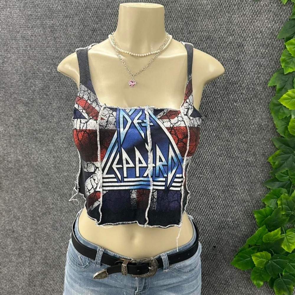 Y2K Def Leppard Union Jack Reworked Tank Top